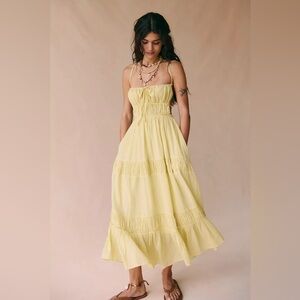 SOLD OUT ONLINE | Free People Taking Sides Maxi Dress | Butter Yellow | Small